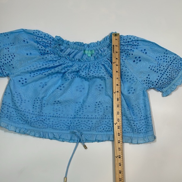 Melissa Odabash Francesca Top Size S Cornflower Blue Boho Eyelet Top EUC - Picture 6 of 11
